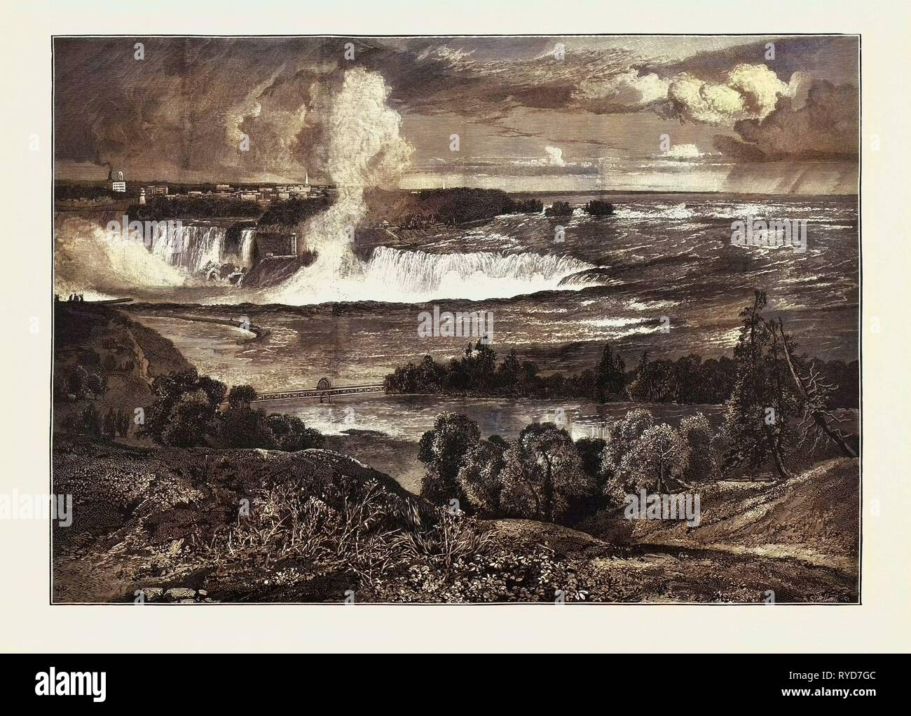 Cascate del Niagara, Canada, diciannovesimo secolo incisione Foto Stock