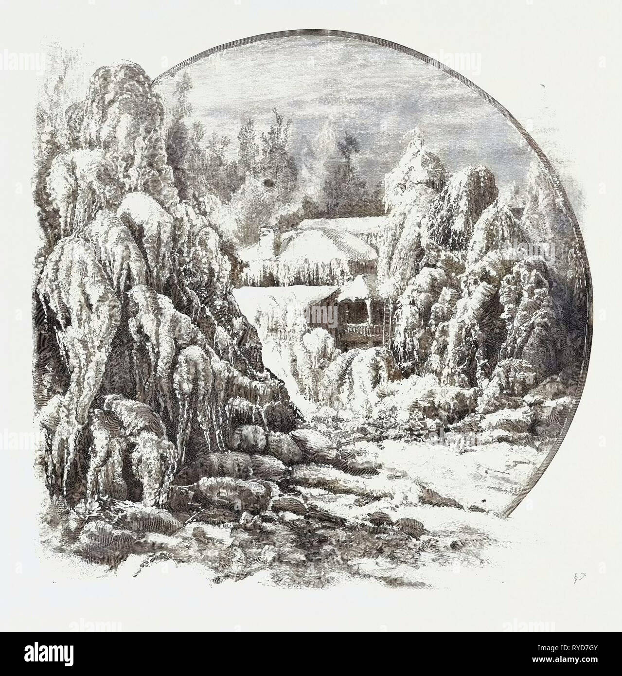 Boschetto di ghiaccio, Canada, diciannovesimo secolo incisione Foto Stock
