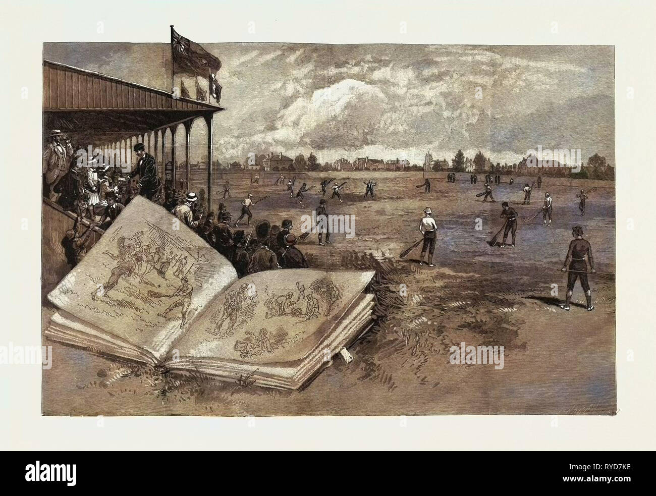 Lacrosse motivi, Canada, diciannovesimo secolo incisione Foto Stock