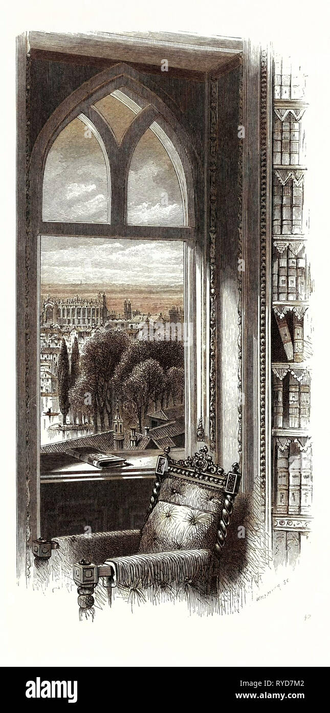 Il Castello di Windsor: vista dalla finestra Libreria, Regno Unito, Gran Bretagna British, Europa, Regno Unito, Gran Bretagna, europeo Foto Stock