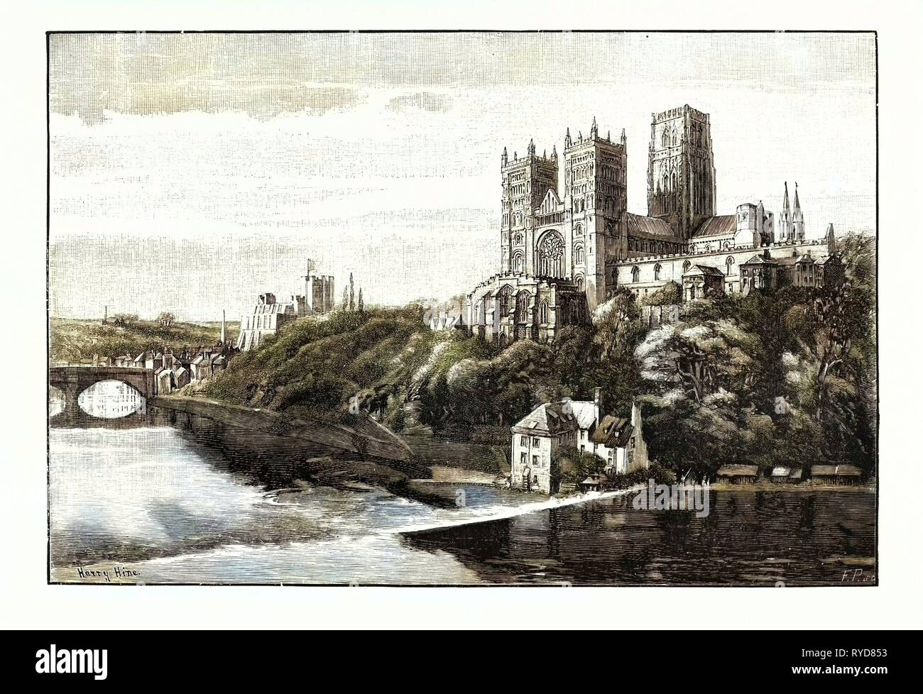 La cattedrale e castello di Durham, Regno Unito. una città nel nord-est dell' Inghilterra. Durham è ben noto per la sua cattedrale normanna e undicesimo secolo castello Foto Stock