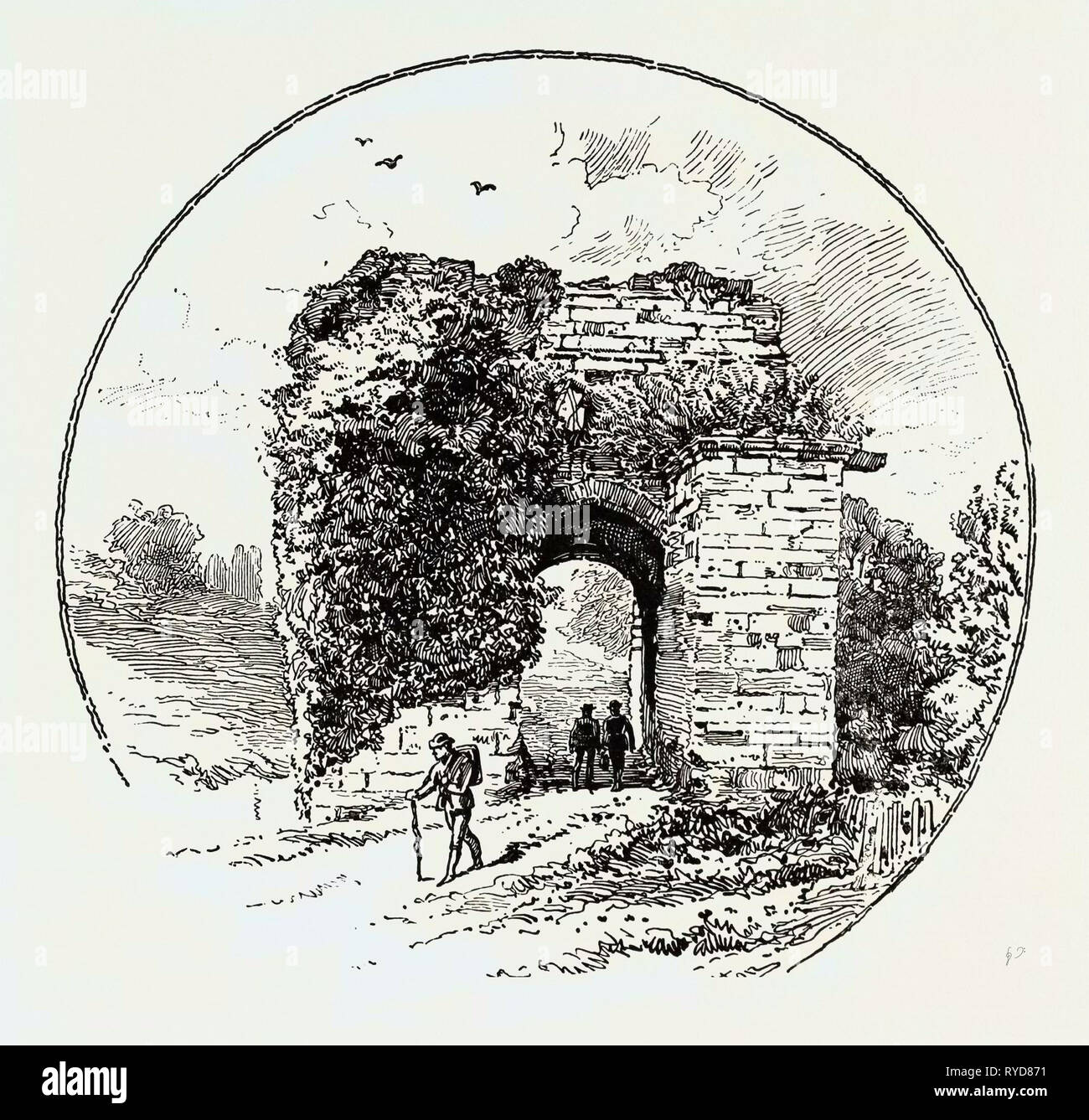 Giovanni di Gaunt's Gateway, Tutbury Castle. Un rovinoso ampiamente Castello medievale di Tutbury, Staffordshire, Inghilterra, nella proprietà del ducato di Lancaster. Tutbury castello divenne la sede di Henry de Ferrers e fu il centro della Wapentake del Appletree, che comprendeva Duffield Frith. A prescindere dal XII secolo cappella le rovine risalgono al XIV e XV secolo quando il castello fu ricostruito. Maria, Regina di Scozia, è stato imprigionato nel castello nel XVI secolo. Regno Unito Foto Stock
