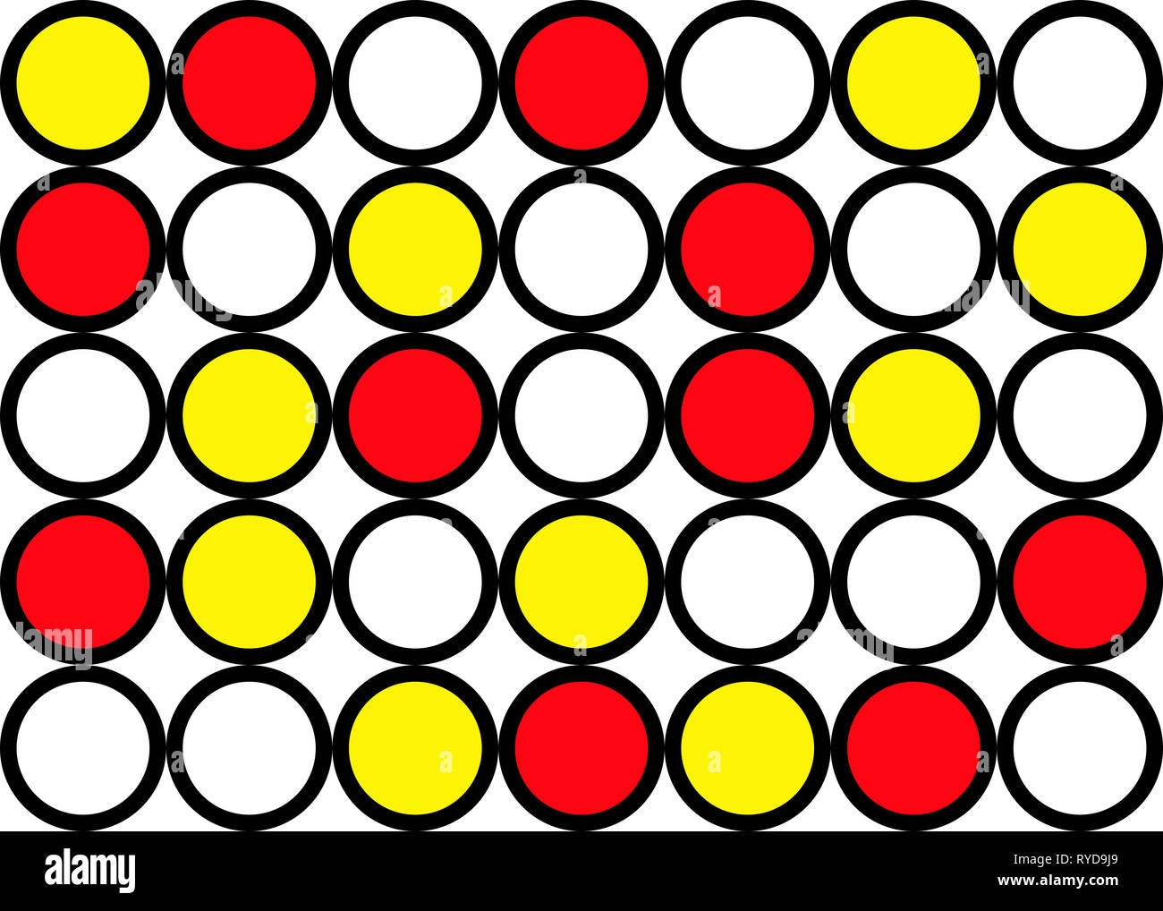 Astratto modello di cerchio della griglia con i colori rosso e giallo - illustrazione Foto Stock