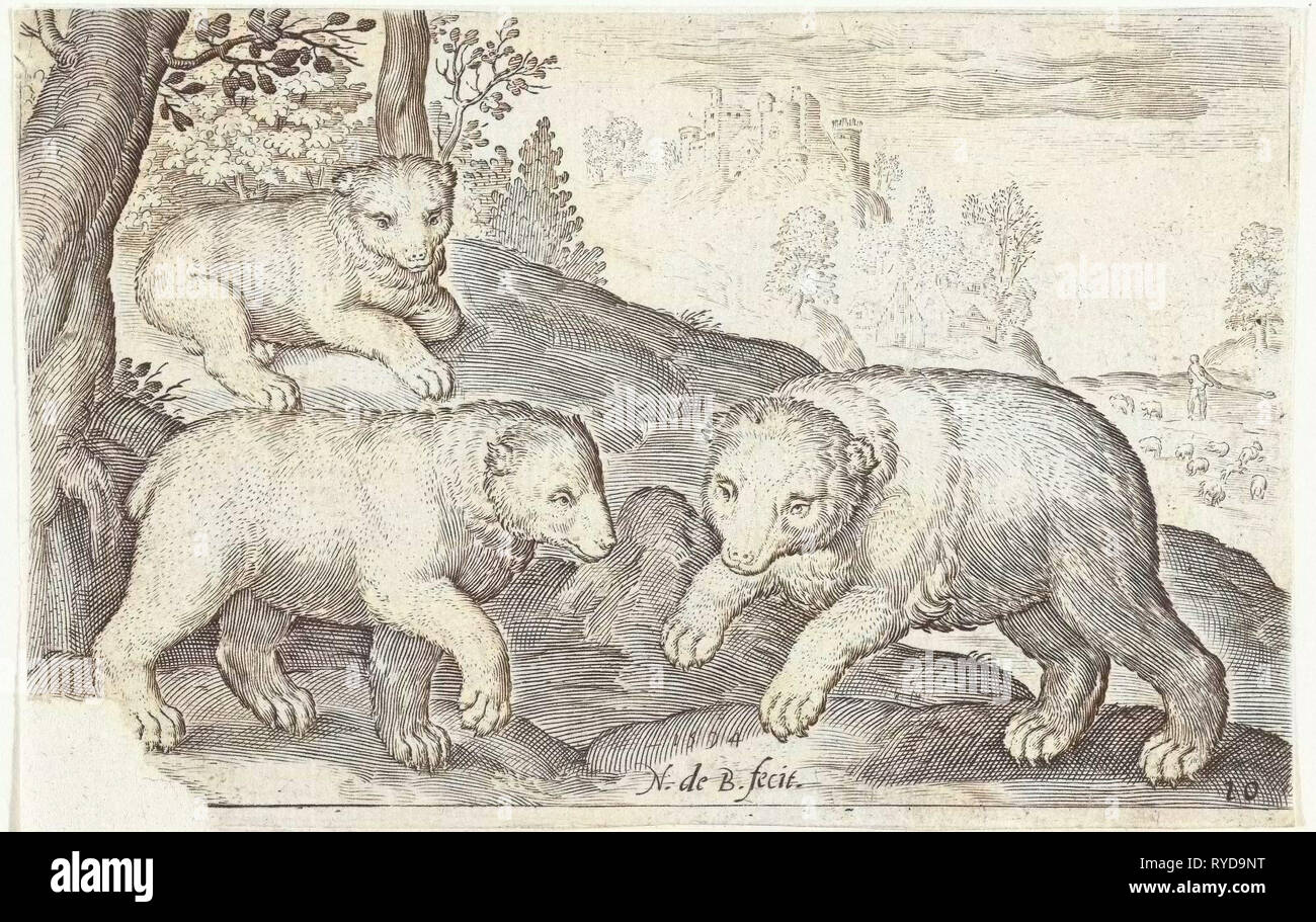 Tre Orsi, Nicolaes De Bruyn, 1594 Foto Stock