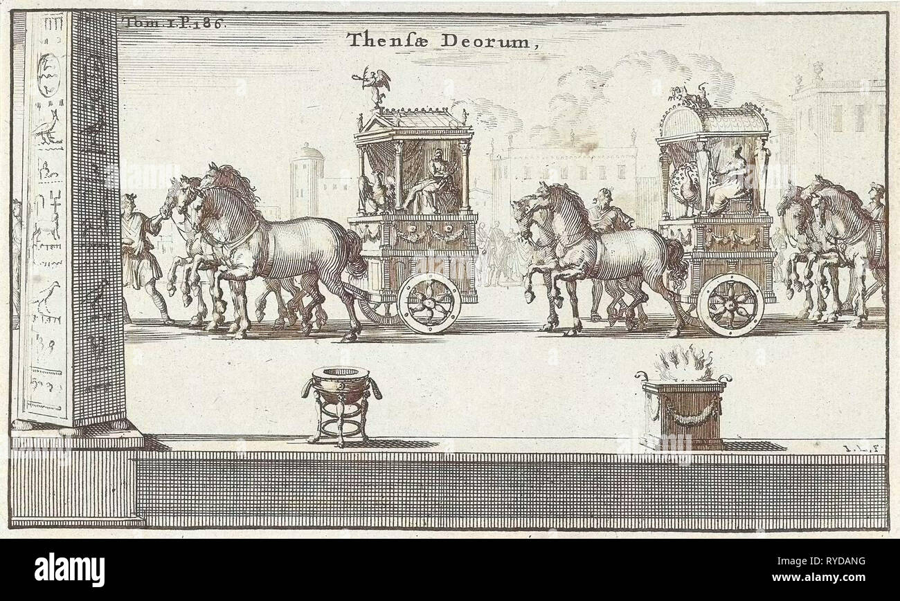 Foto di Giunone e Giove in carrelli guidati attorno, Jan Luyken, François Halma, 1690 Foto Stock