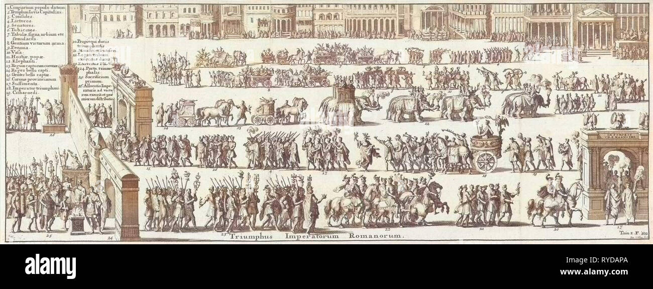 Processione trionfale su un quadrato, Jan Luyken, François Halma, 1690 Foto Stock