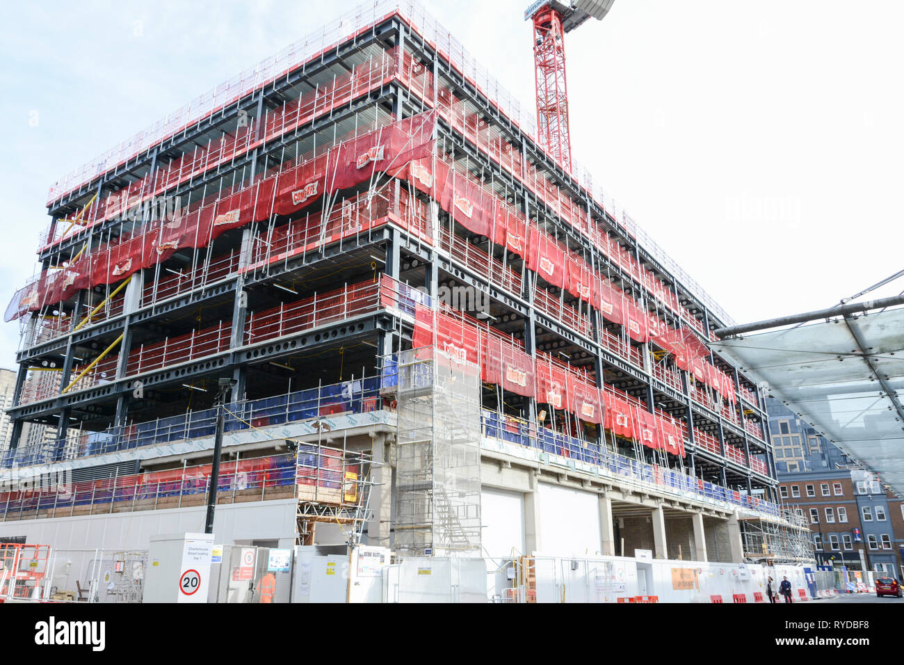 Farringdon est sviluppo Crossrail in Smithfield, London, Regno Unito Foto Stock