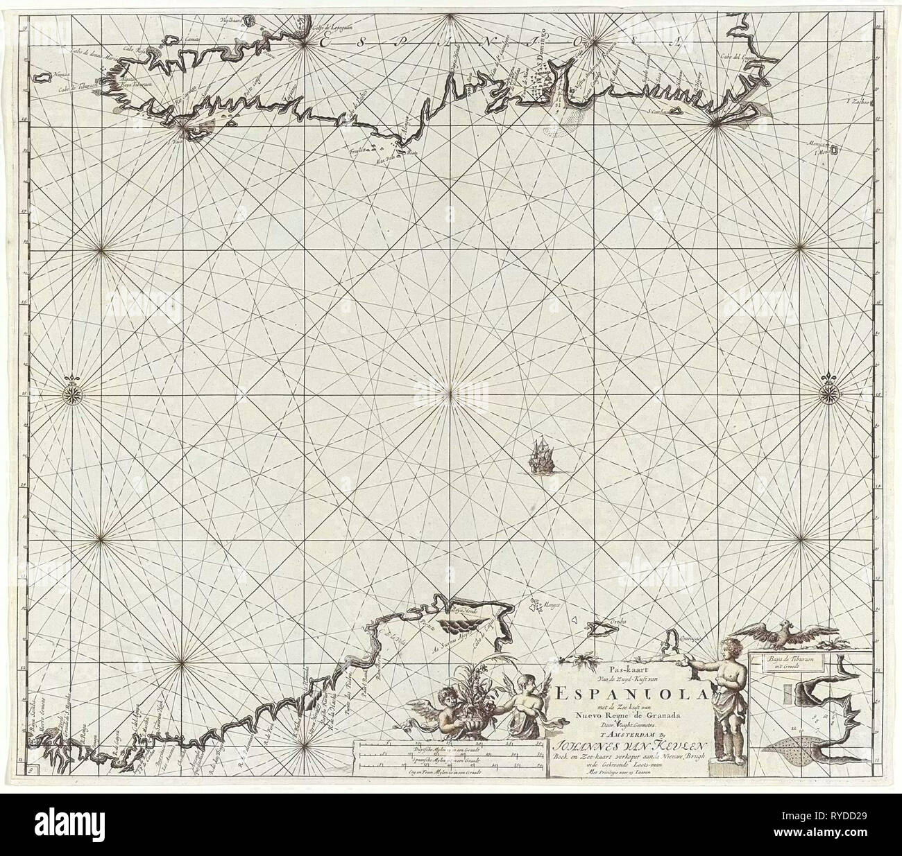 Diagramma del mare di Haiti, Repubblica Dominicana e Venezuela e Curacao e Aruba Foto Stock