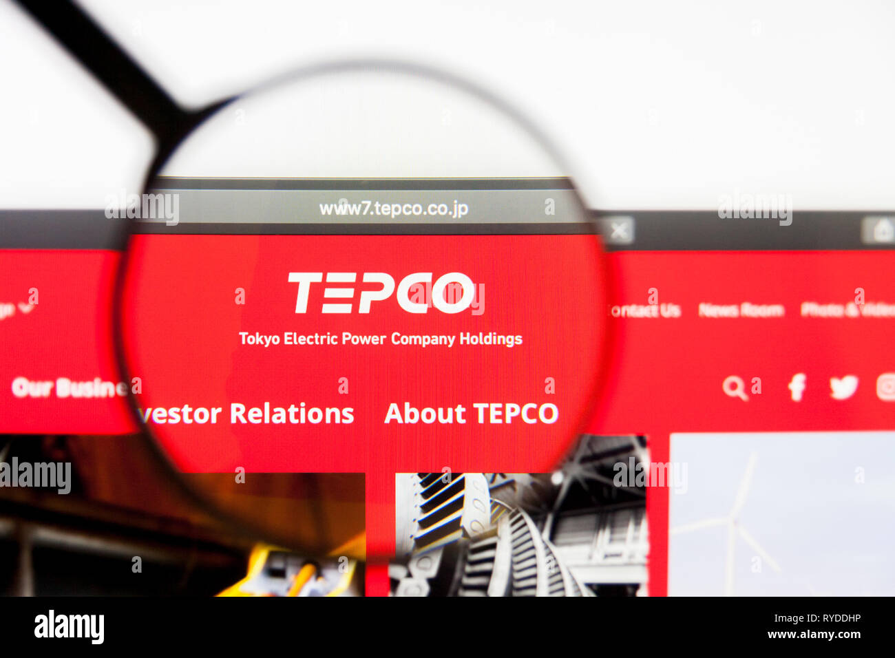 Los Angeles, California, Stati Uniti d'America - 12 Marzo 2019: Editoriale illustrativa, Tokyo Electric Power website homepage. La Tokyo Electric Power logo visibile su scre Foto Stock