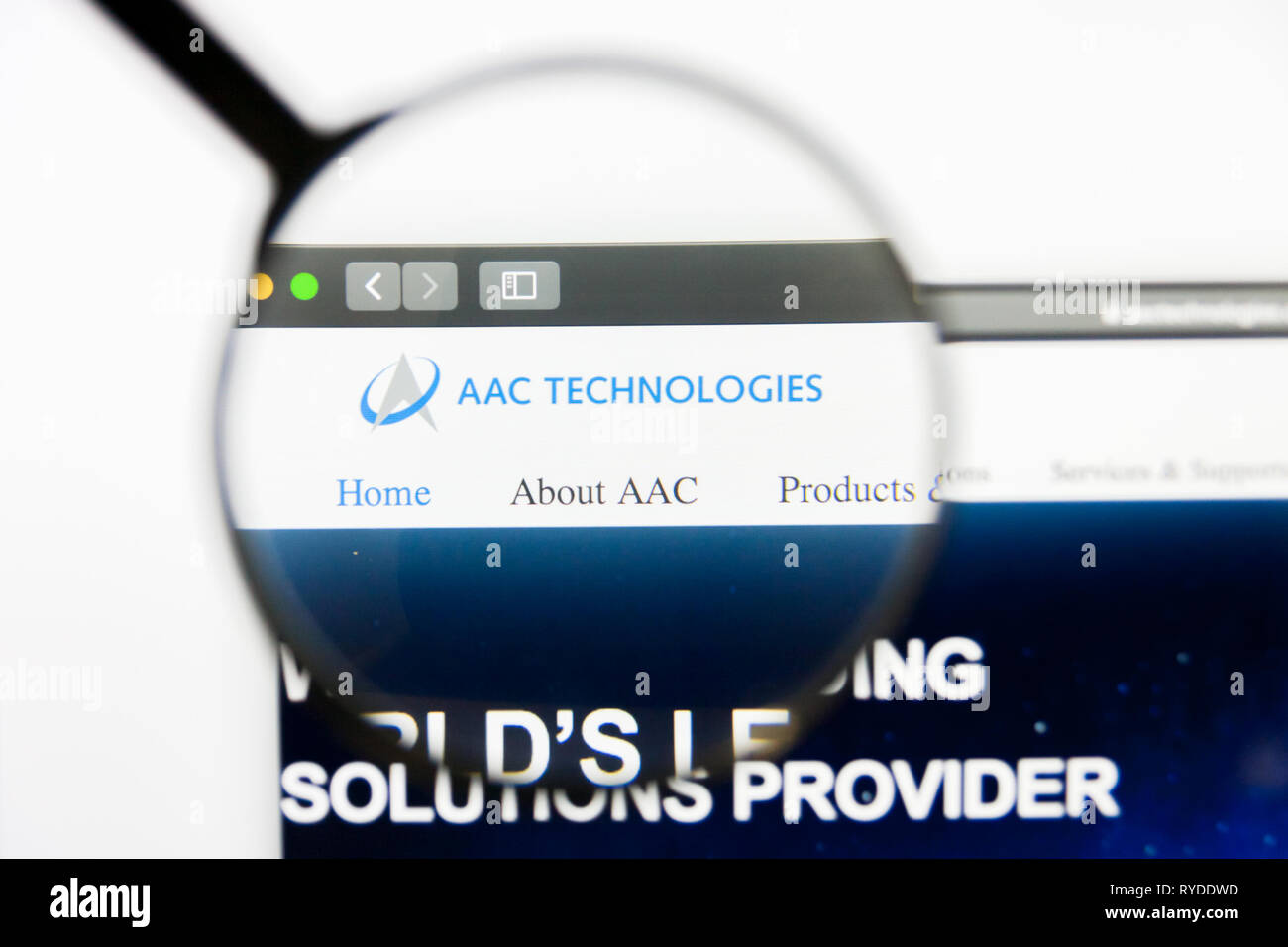 Los Angeles, California, Stati Uniti d'America - 12 Marzo 2019: Editoriale illustrativa, AAC Technologies Holdings homepage del sito. Tecnologie di AAC Aziende visib logo Foto Stock