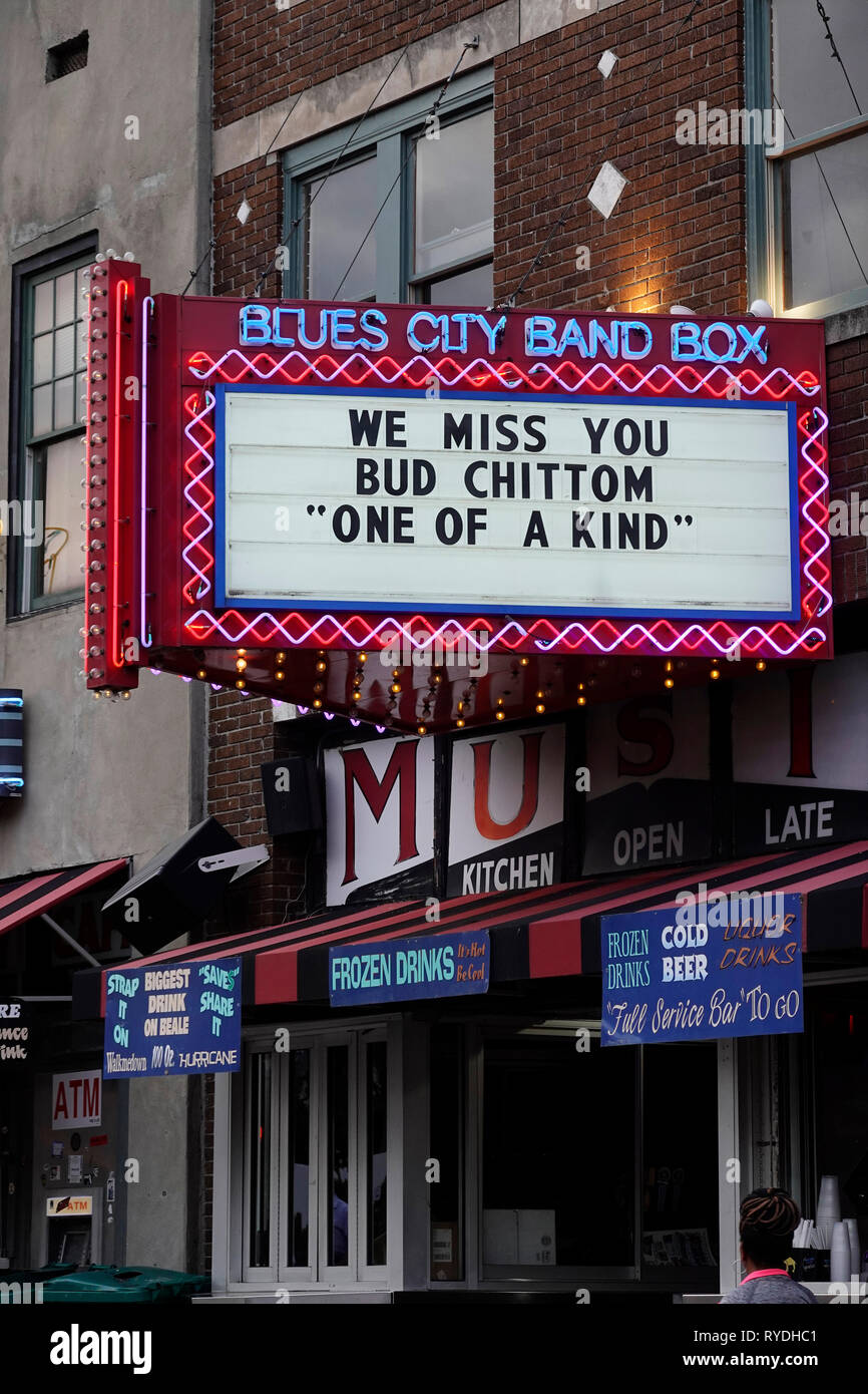 Casella di Band Blues City Cafe Memphis Tennessee Foto Stock