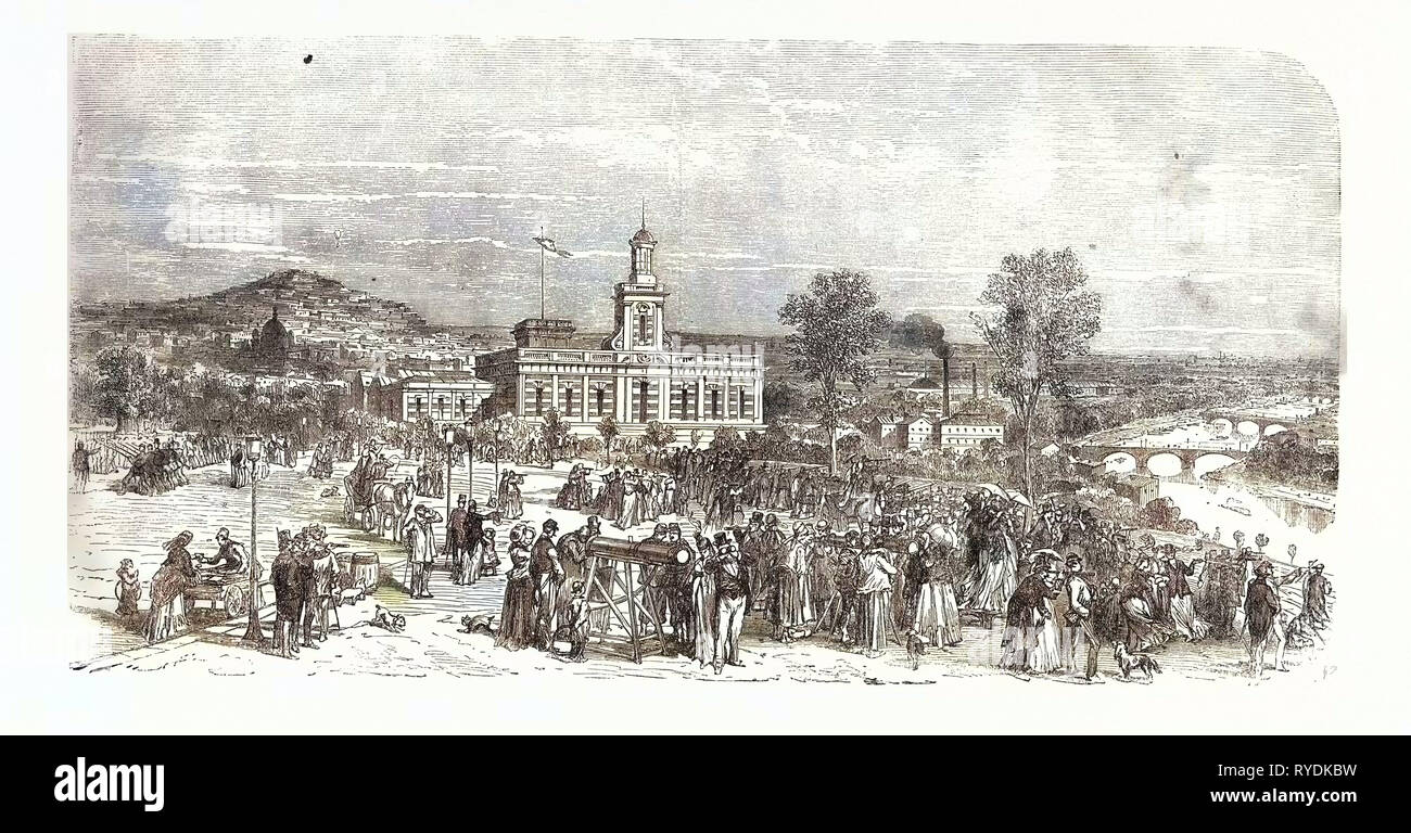 Guerra franco-prussiana: Il nuovo Osservatorio di Parigi. Vista della piazza del Trocadero durante la battaglia presso La Malmaison, Francia Foto Stock