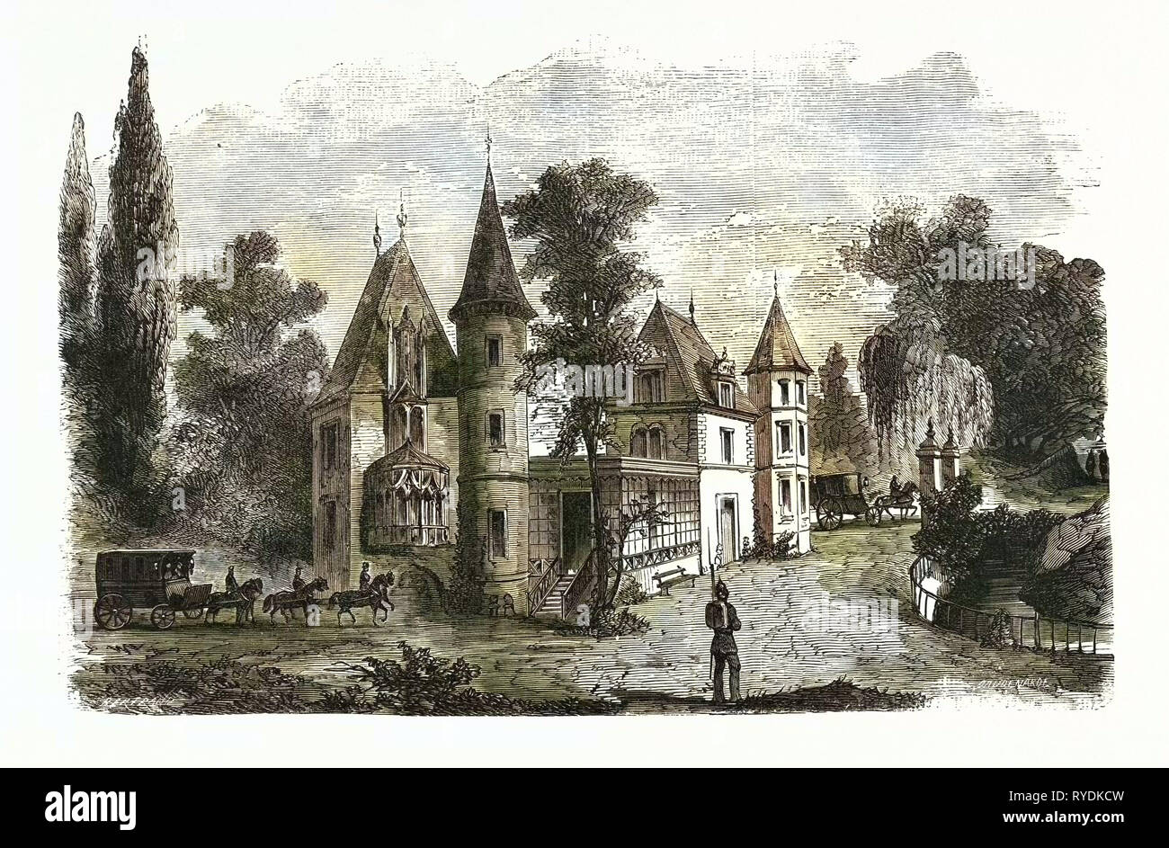 Guerra franco-prussiana: il Bellevue Palace a Sedan, dove l'incontro tra King William e Napoleone ha avuto luogo, Francia Foto Stock