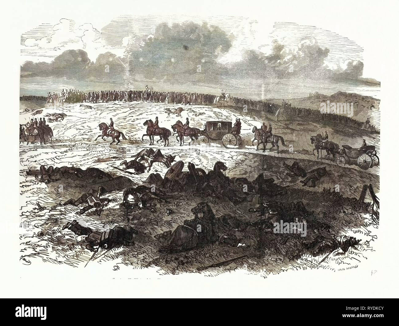 Guerra franco-prussiana: Napoleone III va sulla strada a Bouillon, Guerra in cattività, sul campo di battaglia di Sedan, Francia Foto Stock
