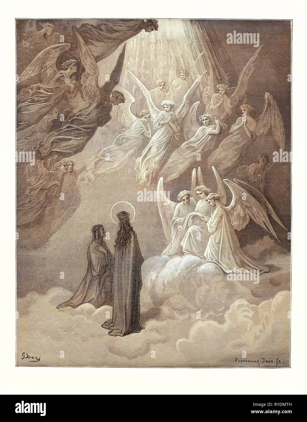 Il canto del beato nel sesto cielo, da Gustave Doré, 1832 - 1883, francese. Incisione per la Divina Commedia, La Divina Commedia di Dante Alighieri. 1870, arte, artista, romanticismo, Colore, incisione a colori Foto Stock