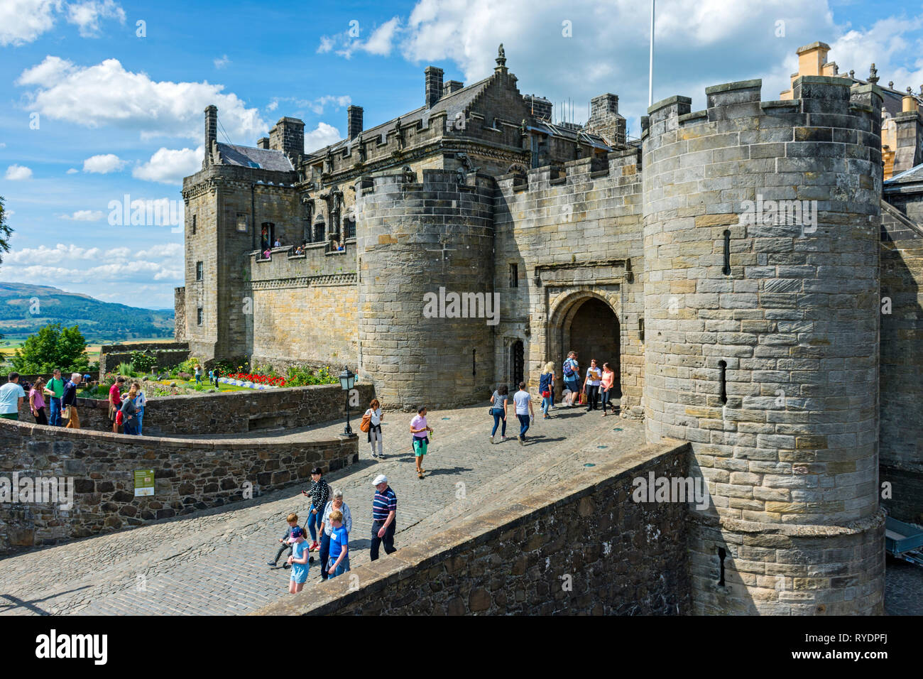 Il palazzo e Forework ingresso, il Castello di Stirling, Stirlingshire, Scotland, Regno Unito Foto Stock