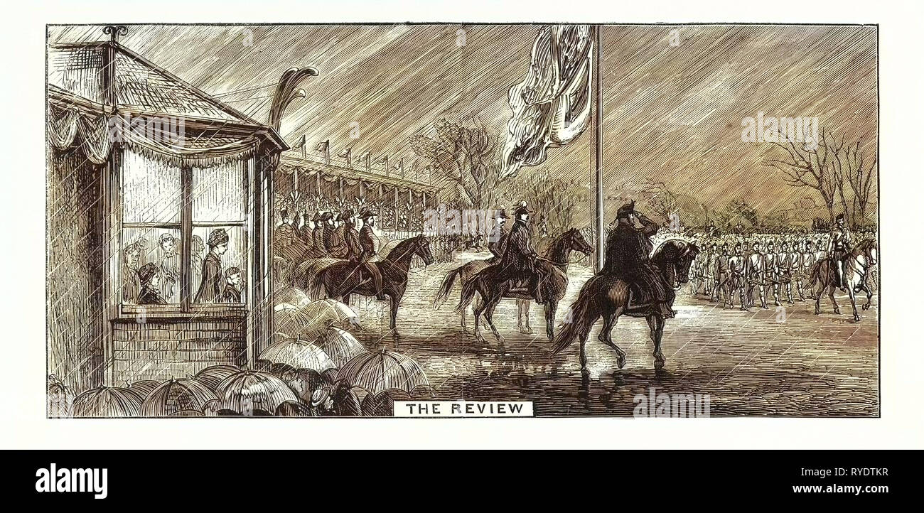 Il Principe di Galles e la Principessa di Galles visita a Glasgow l'incisione di revisione 1876 REGNO UNITO Foto Stock