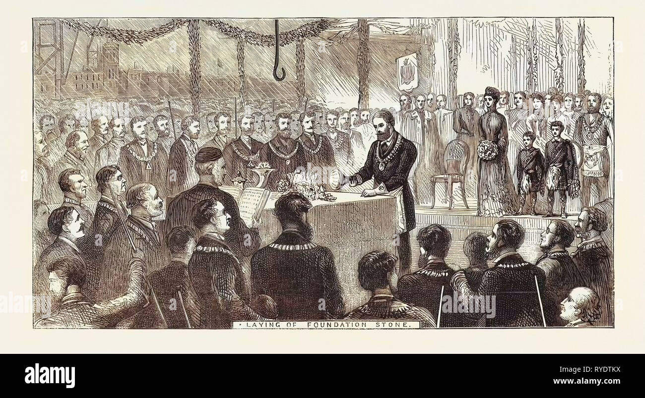 Schizzi durante il principe e la Principessa di Galles la sua recente visita a Glasgow, incisione 1876, Regno Unito, Gran Bretagna British, Europa, Regno Unito, Gran Bretagna, europeo Foto Stock