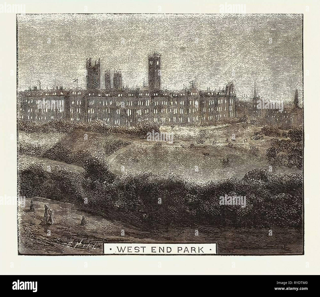 Schizzi durante il principe e la Principessa di Galles la sua recente visita a Glasgow, West End Park, incisione 1876, Regno Unito, Gran Bretagna British, Europa, Regno Unito, Gran Bretagna, europeo Foto Stock