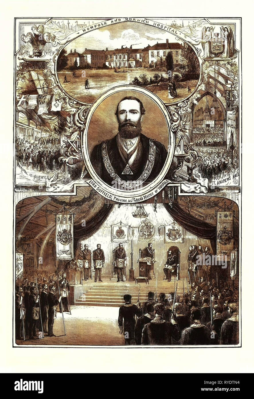 Il principe e la Principessa di Galles a Norwich, incisione 1876, Regno Unito, Gran Bretagna British, Europa, Regno Unito, Gran Bretagna, europeo Foto Stock