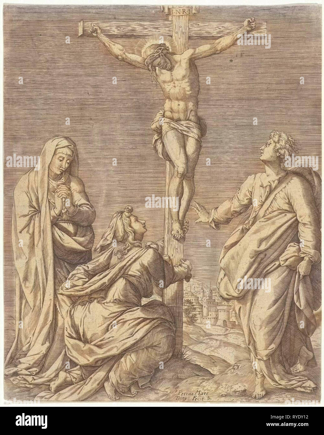 La crocifissione di Cristo, Pieter Maes, 1577 - 1591 Foto Stock