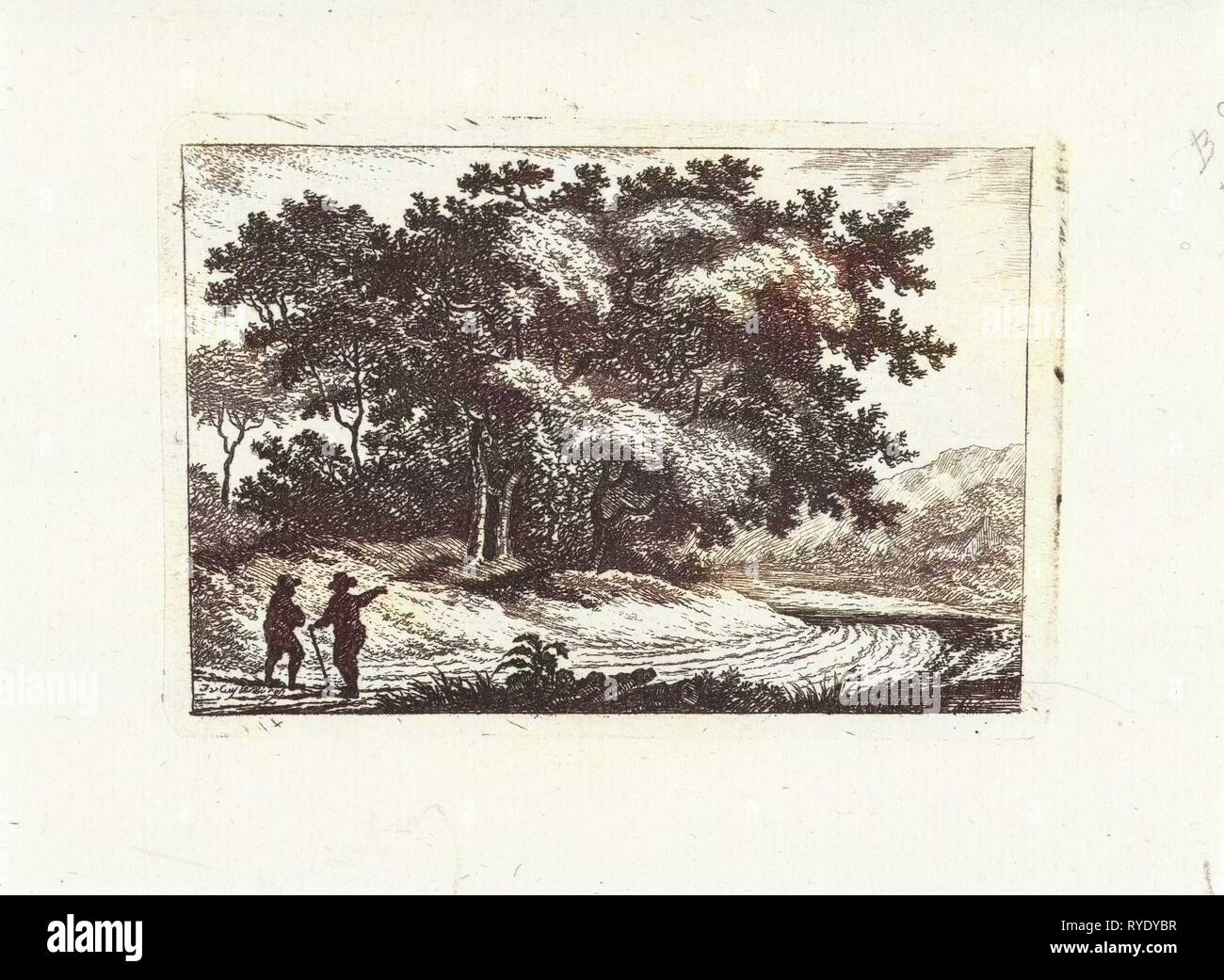 Paesaggio con scuotipaglia sulla strada, Johannes van Cuylenburgh, 1803 - 1841 Foto Stock