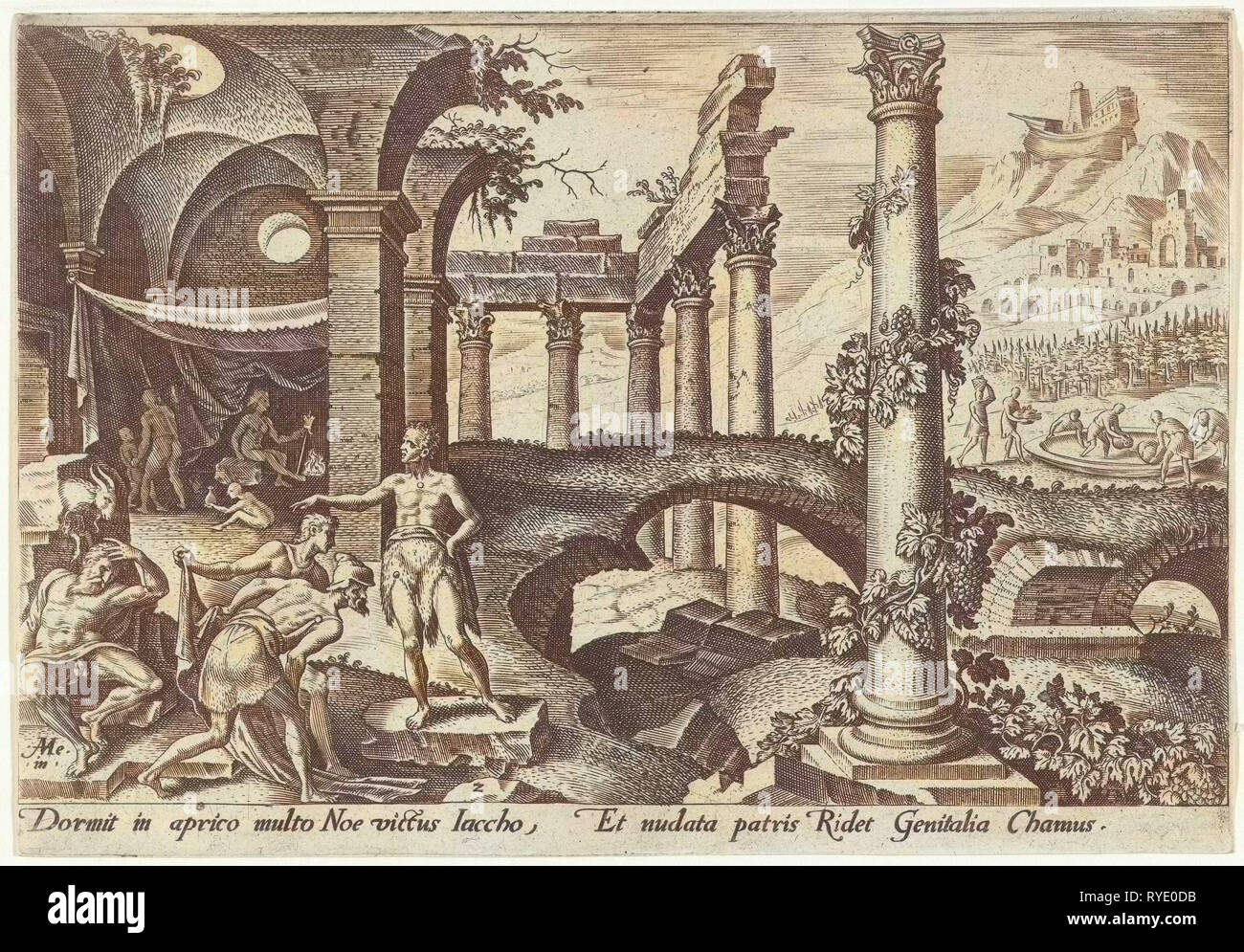 L'Ebbrezza di Noè, Philips Galle, 1569 Foto Stock