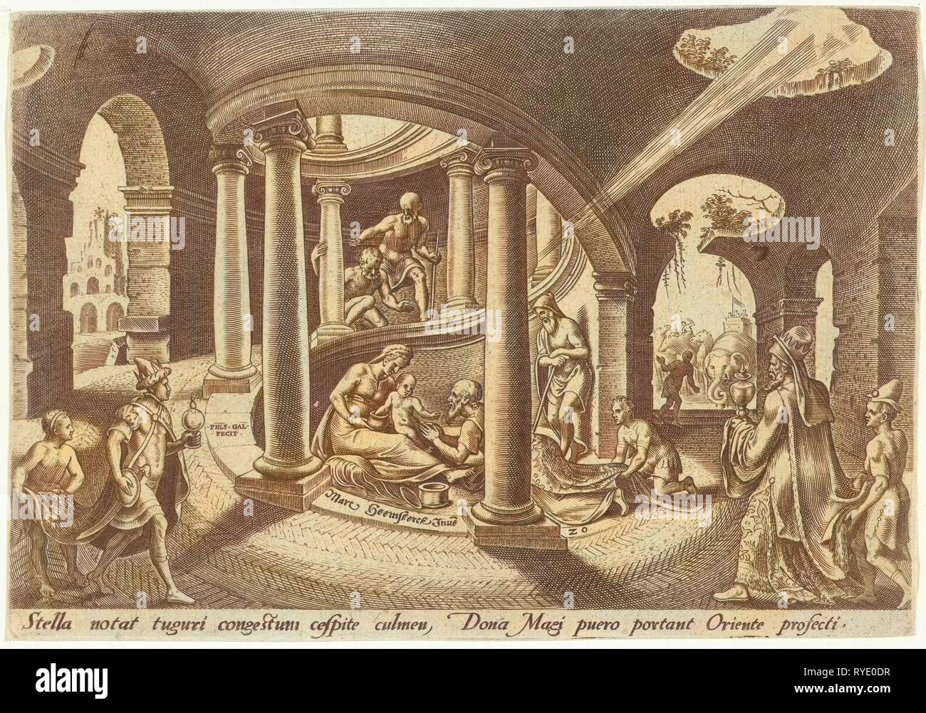 Adorazione dei Magi, Philips Galle, 1569 Foto Stock
