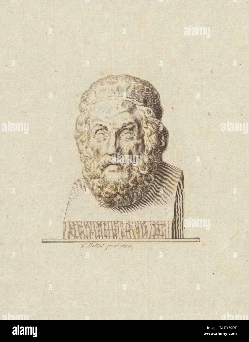 Busto del poeta greco Homer, P. Mottet, 1818 Foto Stock