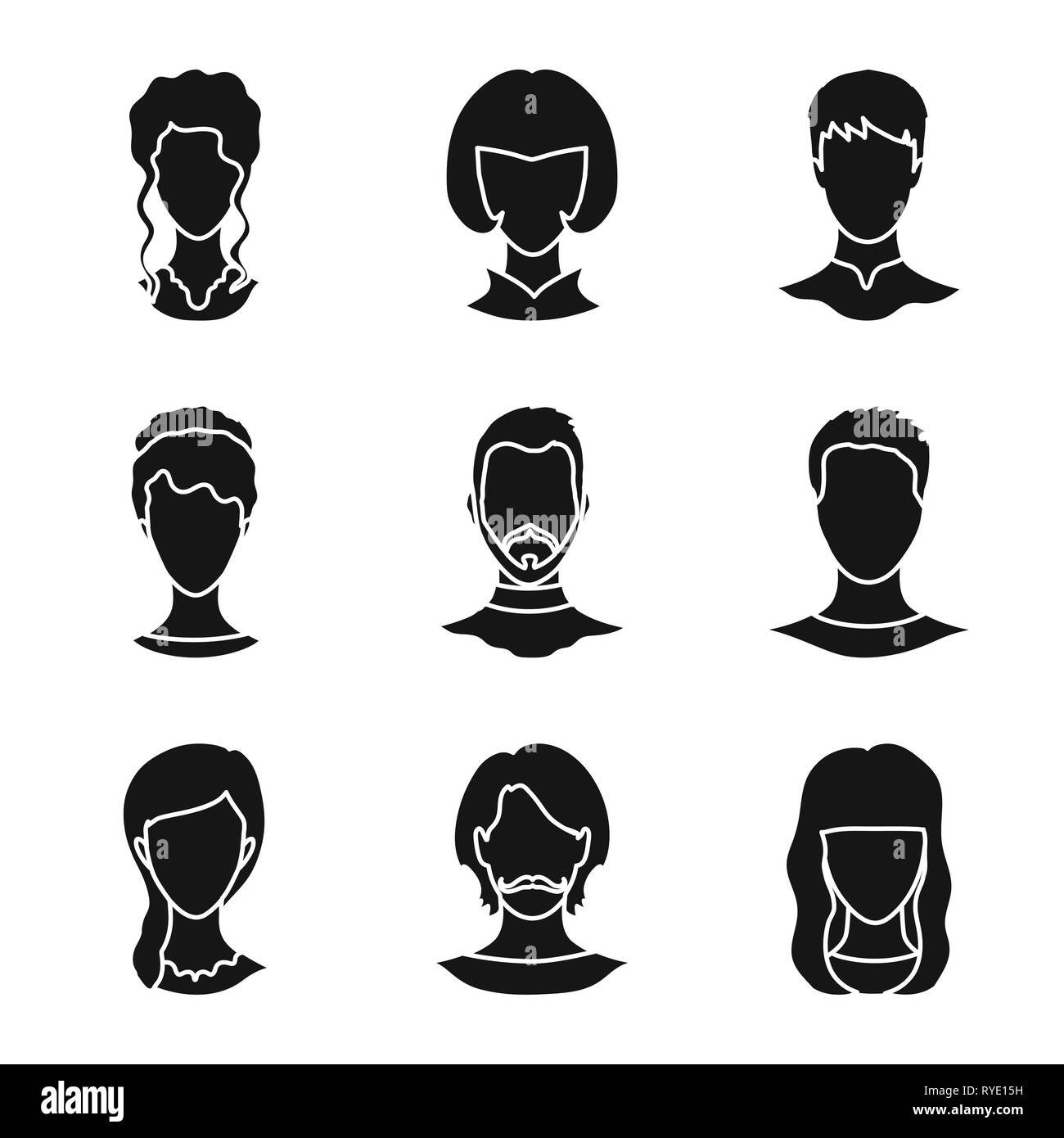 Illustrazione Vettoriale di carattere e il profilo del logo. Raccolta di carattere e dummy icona vettore per il magazzino. Illustrazione Vettoriale