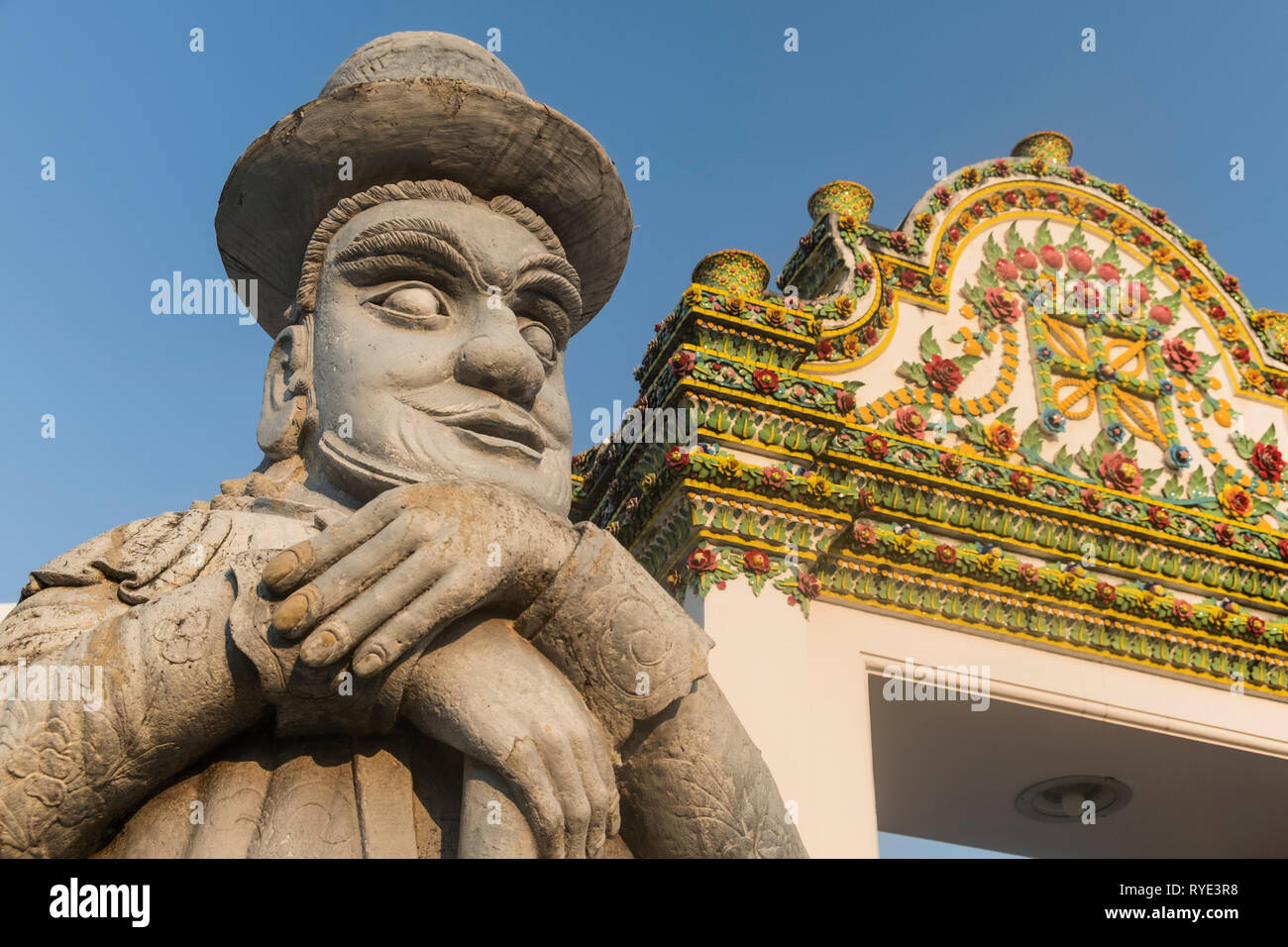 Wat Pho Farang guard Bangkok in Thailandia Foto Stock