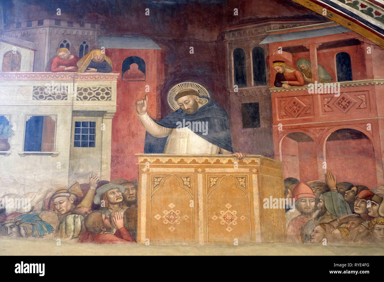 La predicazione di San Pietro, affresco di Andrea di Bonaiuto nella Cappella Spagnola, Santa Maria Novella principale chiesa domenicana di Firenze, Italia Foto Stock