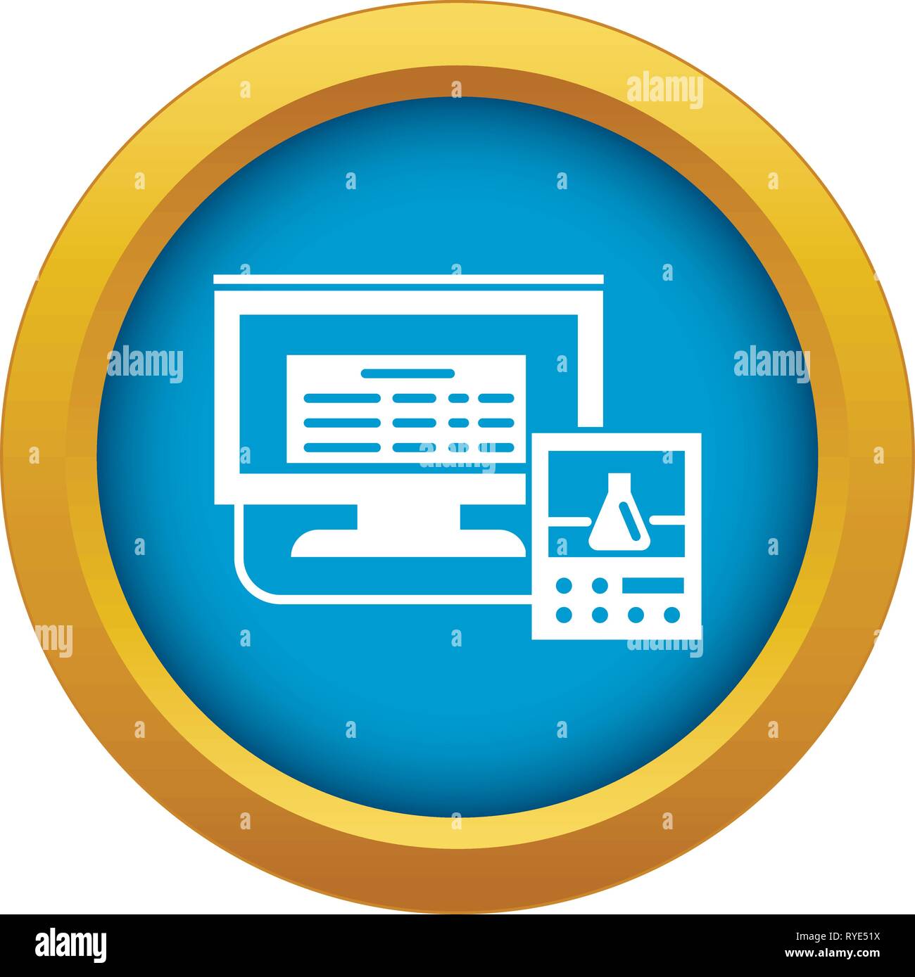 Lab monitor digitale icona vettore blu isolato Illustrazione Vettoriale