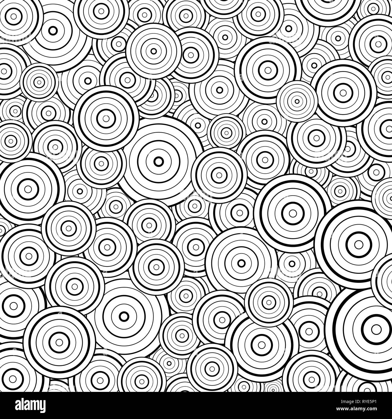 Abstract di nero cerchio linea design pattern decorazione dello sfondo. È possibile utilizzare per astrazione artwork, Stampa elemento di design, coperchio. illustrazione Illustrazione Vettoriale