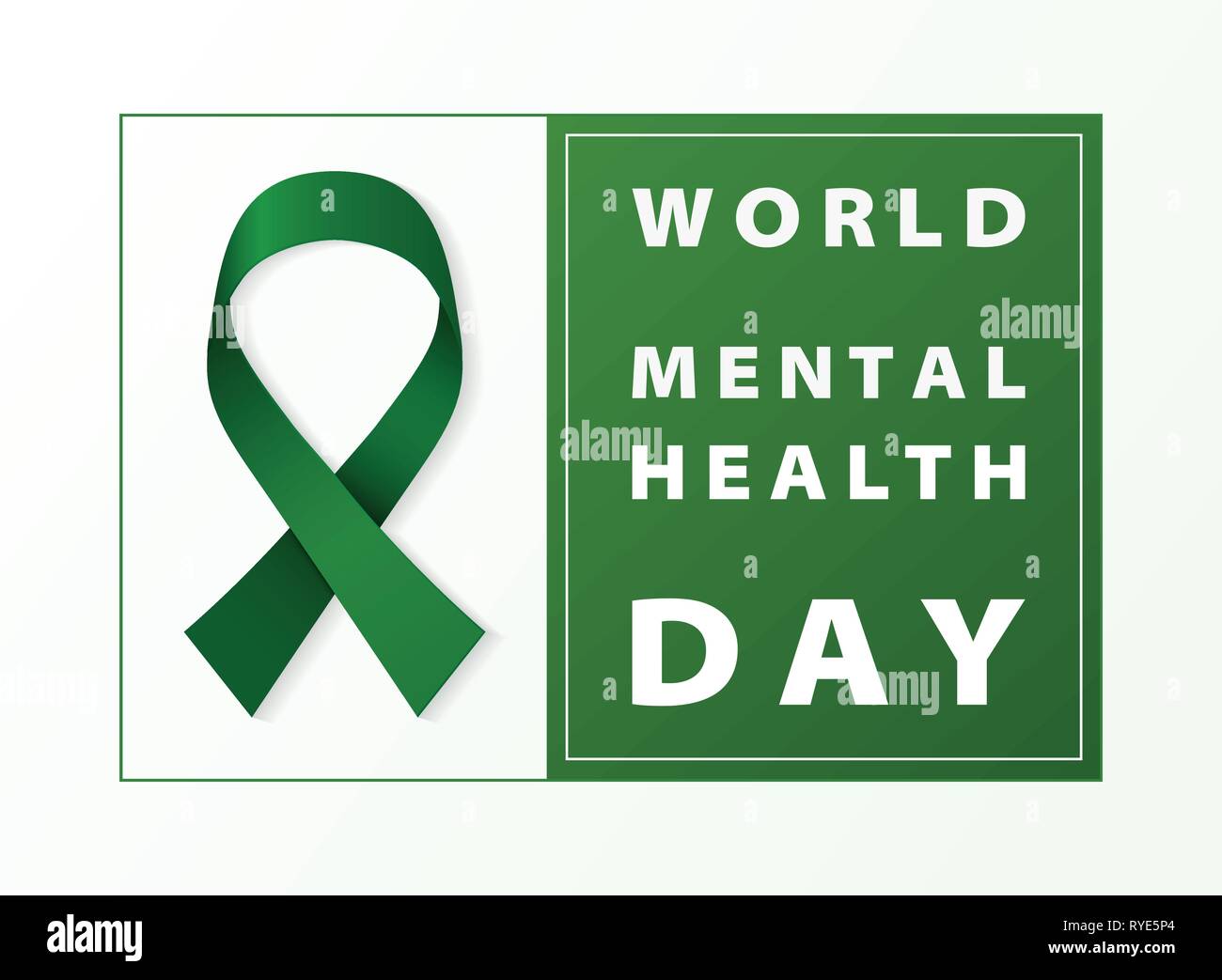 Giornata mondiale della salute mentale nastro verde sullo sfondo della scheda. È possibile utilizzare per la Giornata mondiale della salute il prossimo 7 aprile, annuncio, poster, campagna artwork. illustrazione vettore Illustrazione Vettoriale