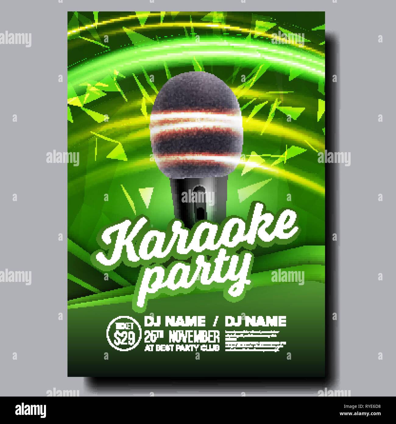 Karaoke vettore Poster. Discoteca Banner. Karaoke apparecchiature vocali.  Cantare il canto. Concorso di intrattenimento. Media annuncio. Emblema di  lusso. Abstract Immagine e Vettoriale - Alamy