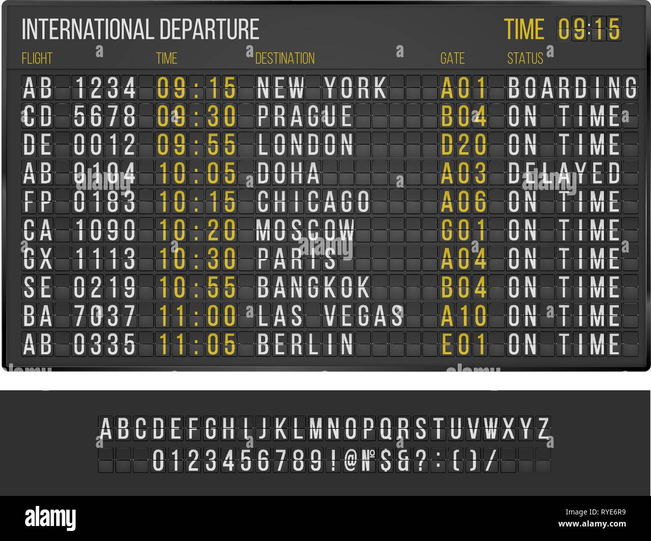 Aeroporto di tabella Illustrazione Vettoriale