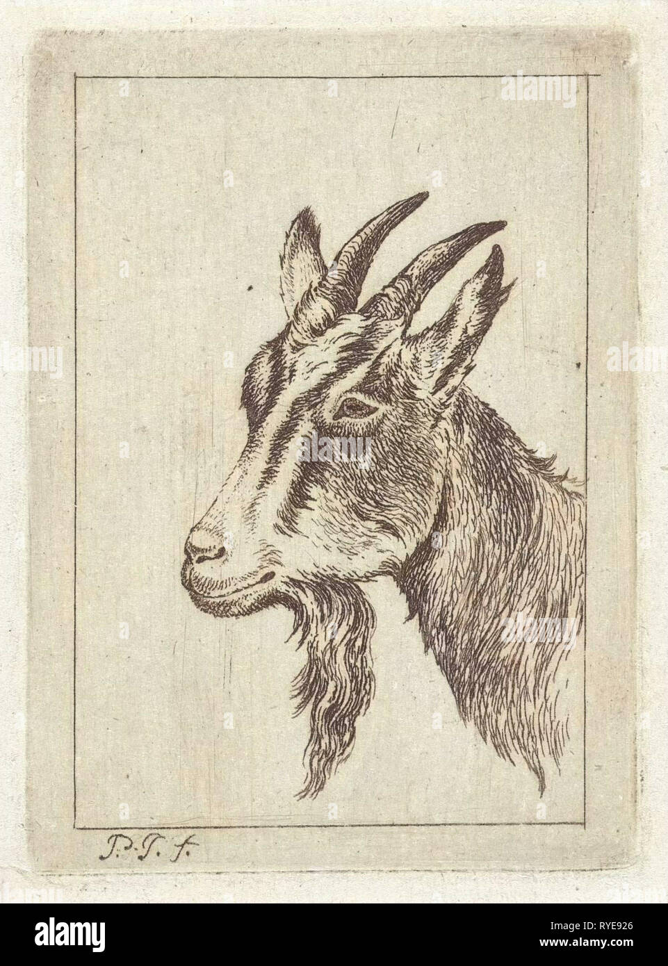 Testa di capre, Pieter Janson, 1780 - 1851 Foto Stock