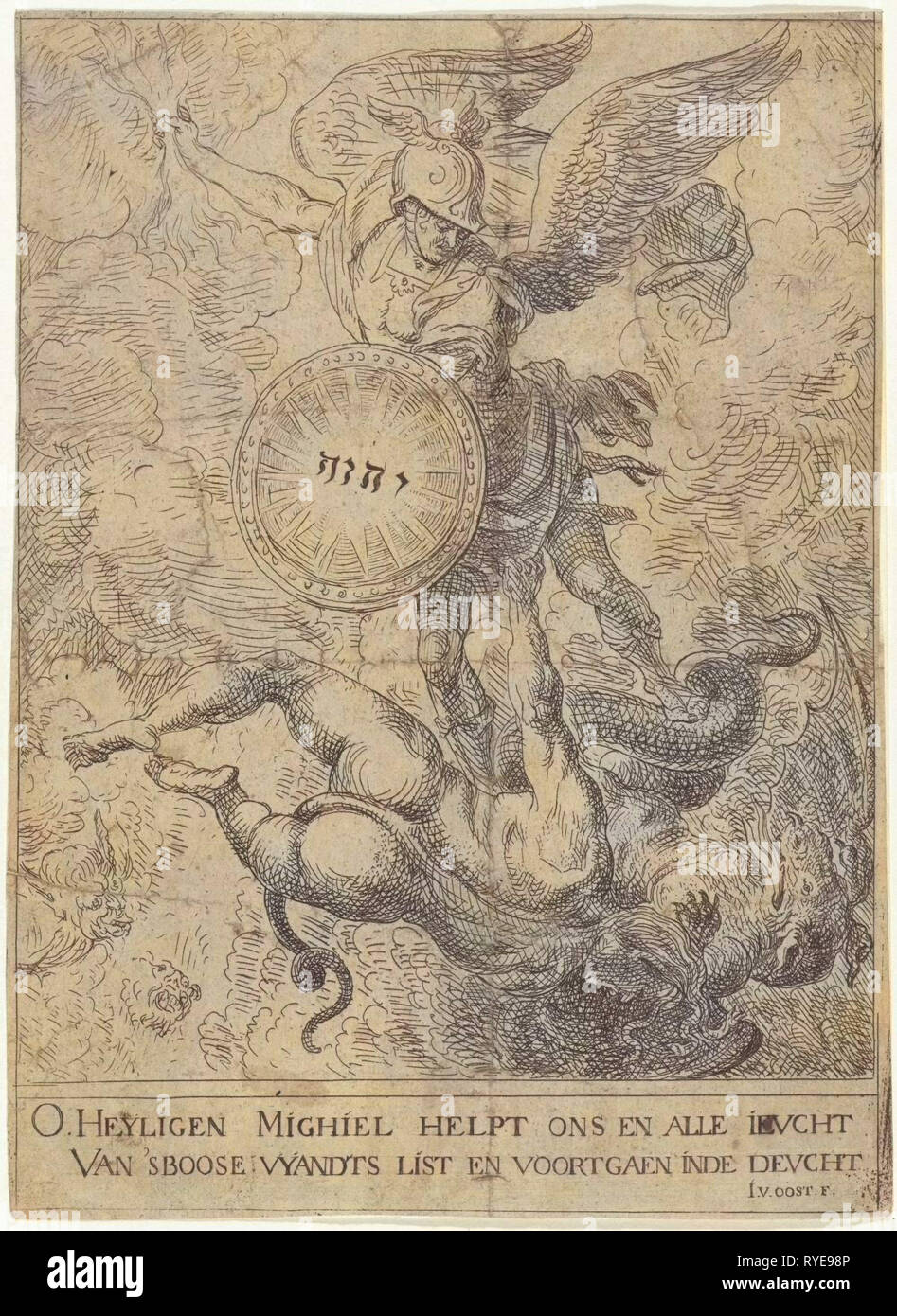 Il Saint Michael custodisce la porta del cielo, Jacob van Oost (MI), 1621 - 1671 Foto Stock