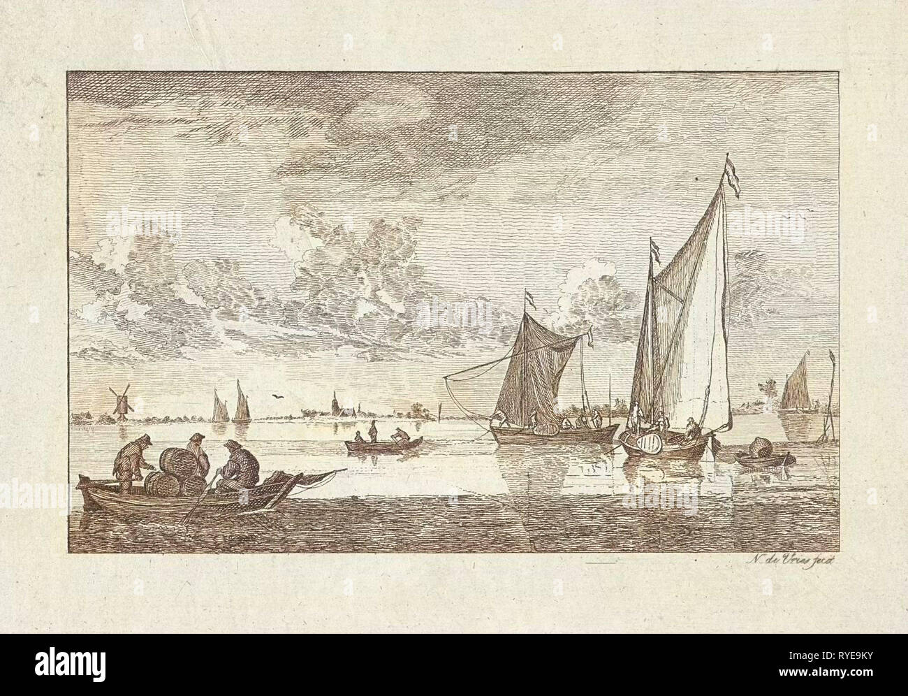 La vista sul fiume, N. de Vries, 1800 - 1900 Foto Stock