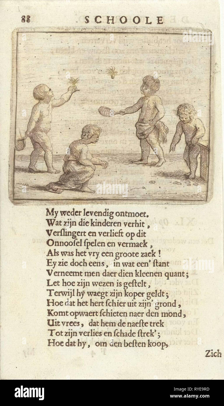 Quattro bambini che giocano, Arnold Houbraken, 1682 Foto Stock