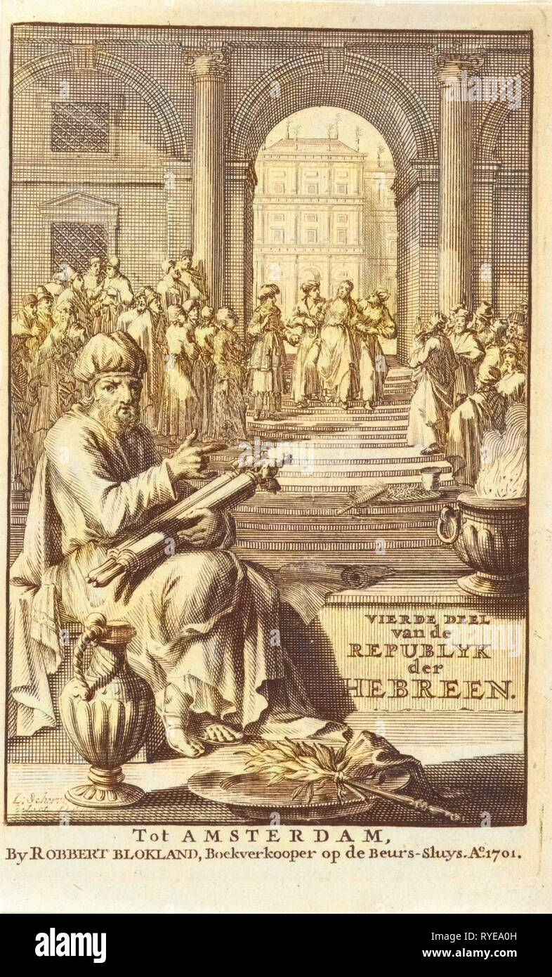 Gli ebrei in un tempio, Laurens Scherm, 1701 Foto Stock