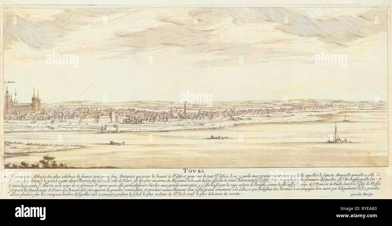Vista di Tours, Francia, la didascalia e excudit Parisiis, Francois Collignon, 1619 - 1657 Foto Stock