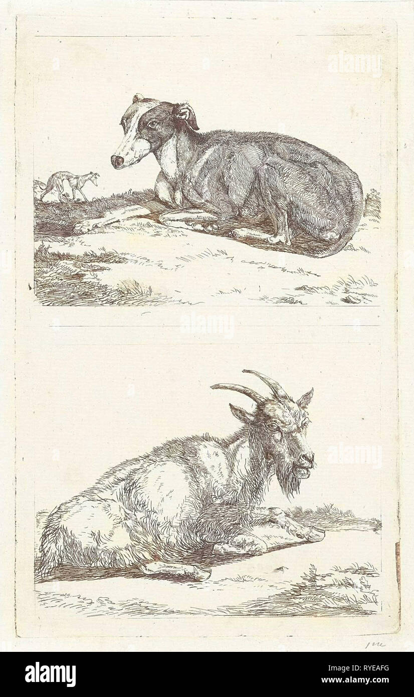 I levrieri e capra, Jan Dasveldt, 1780-1855 Foto Stock