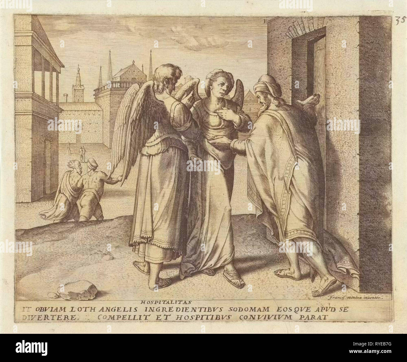 Lotto e i due angeli, anonimo, 1550 - 1570 Foto Stock