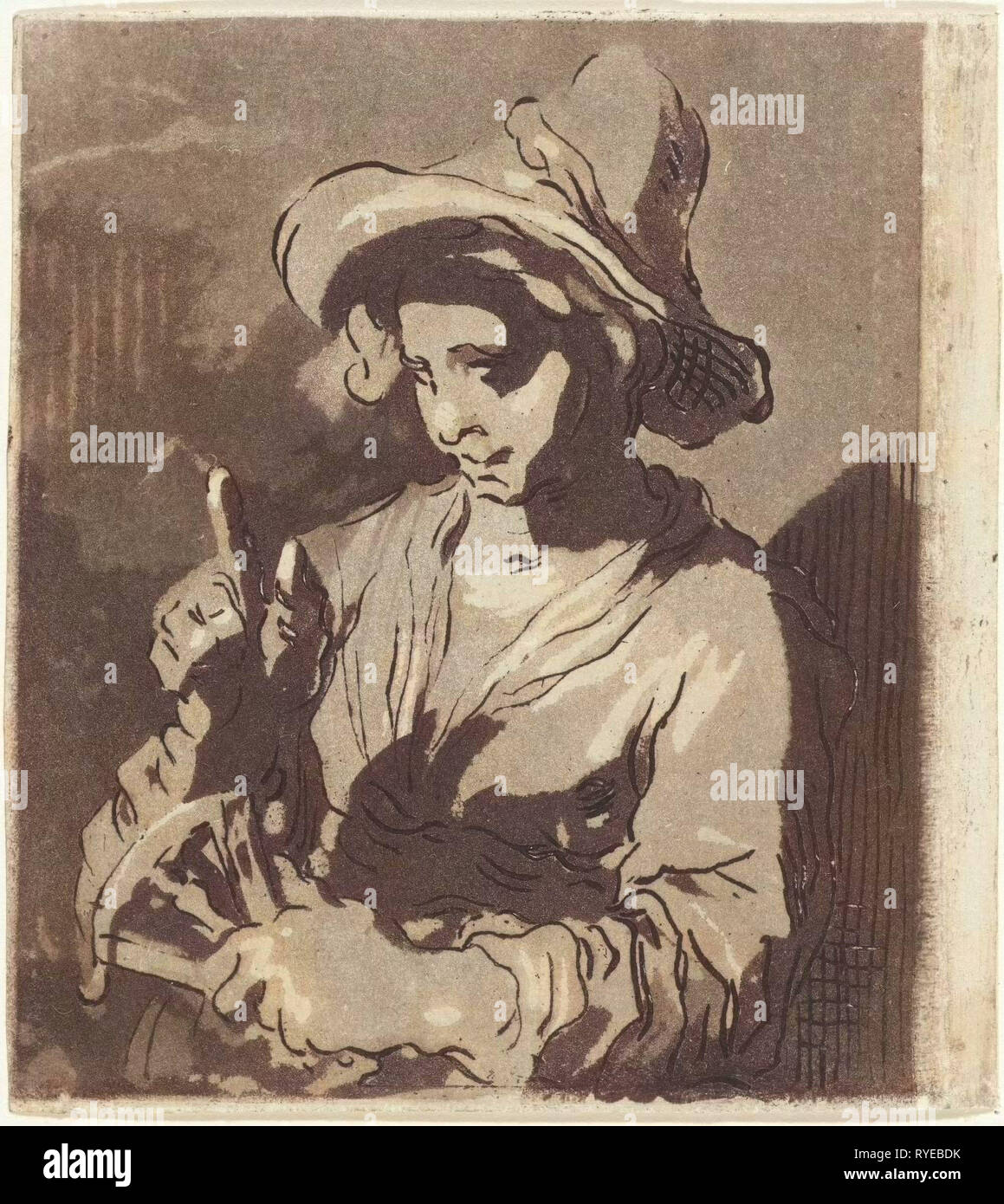 Donna con ventilatore, Hermanus Fock, Abramo Bloemaert, 1781 - 1822 Foto Stock