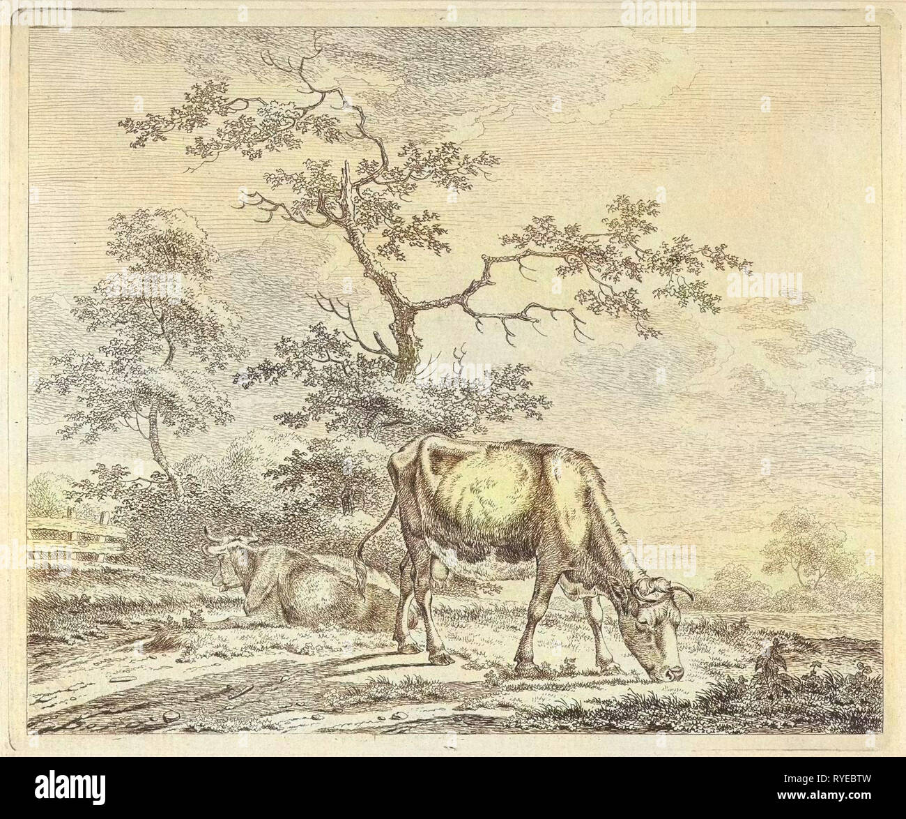 Paesaggio con mucche al pascolo, Pieter Janson, 1780 - 1851 Foto Stock