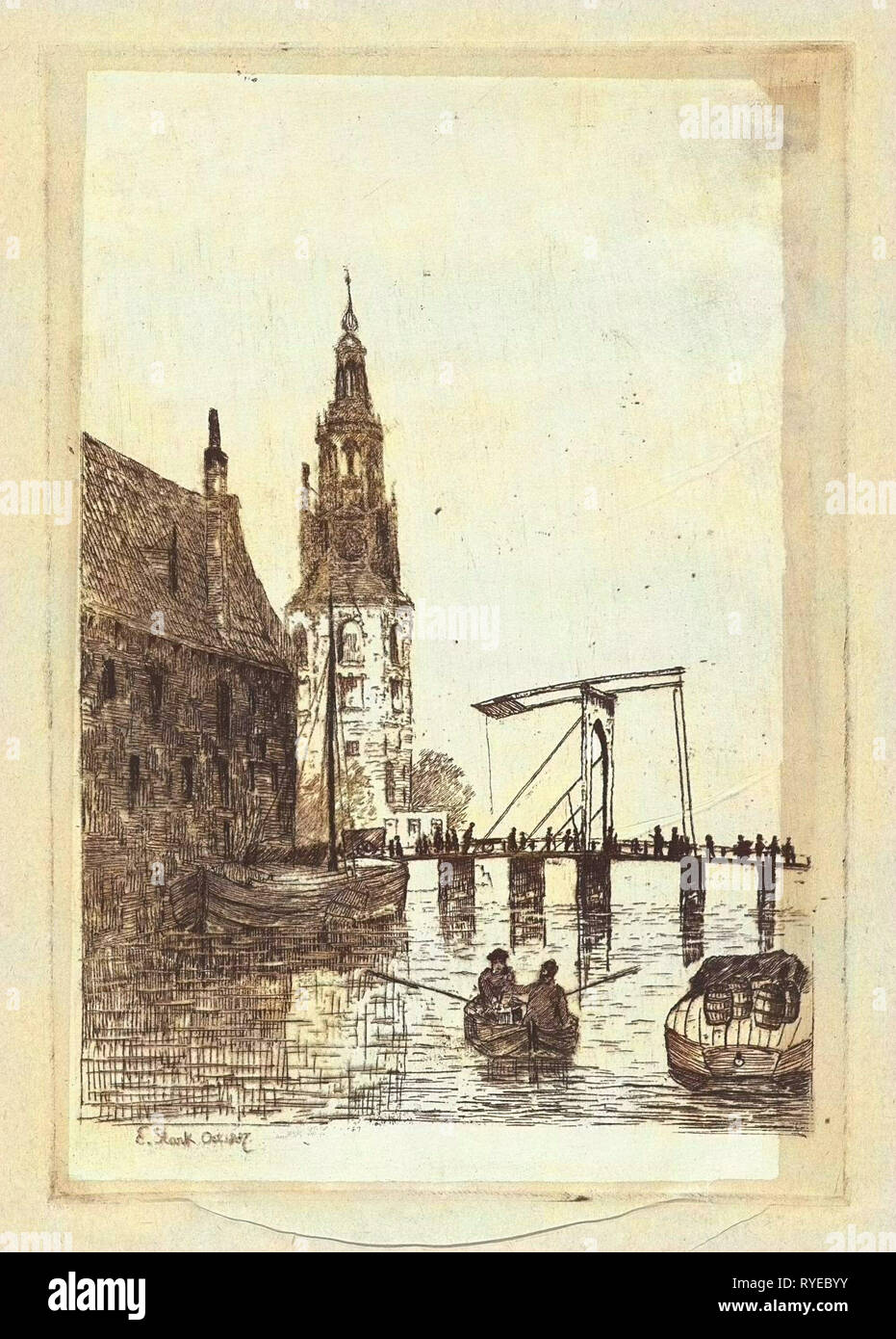 Montelbaanstoren Amsterdam, Paesi Bassi, Elias Stark, 1887 Foto Stock