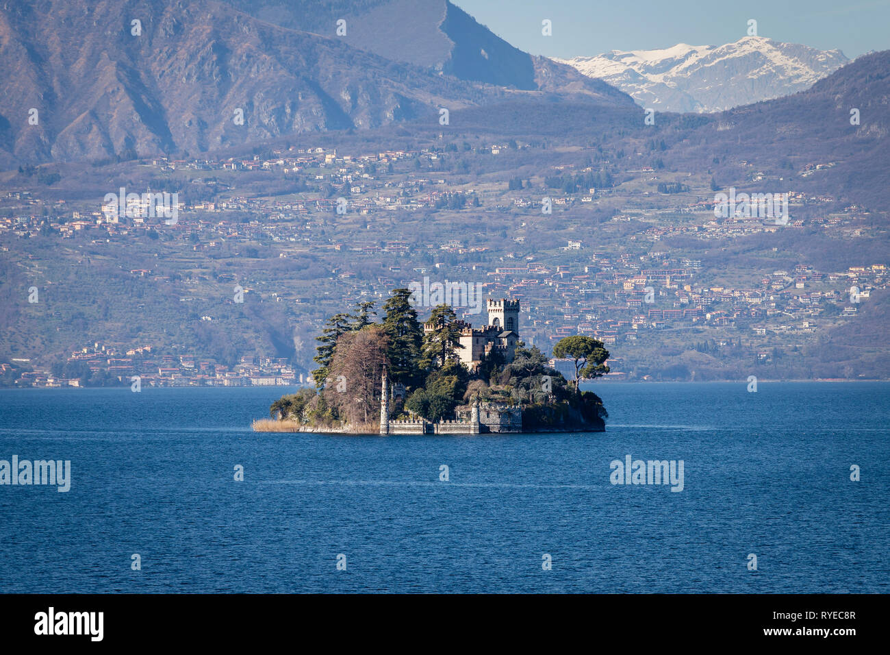 Isola di Loreto sul lago d'Iseo, Lombardia, Italia Foto Stock