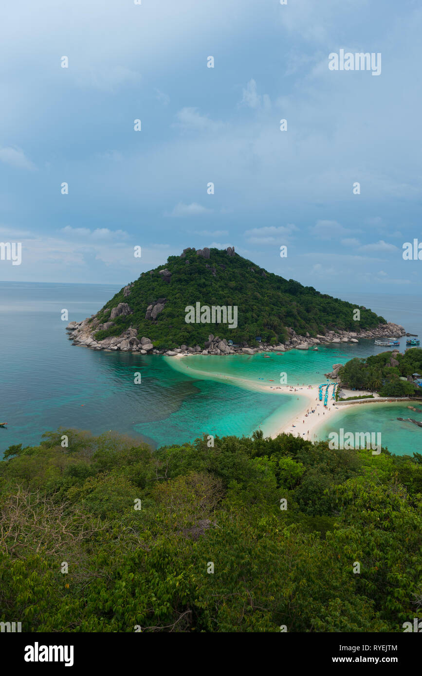 Isola Nang Yuan elevato angolo di visione, Koh Tao Island, Thailandia Foto Stock